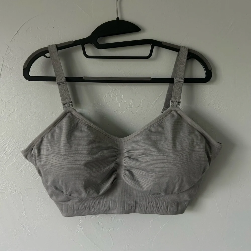Kindred Bravely Sublime Hands-Free Pumping Nursing Bra Grey Large Busty E-H Cups
